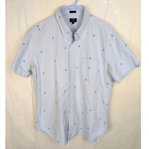 J.Crew Oxford Slim blue anchor print button up shirt Size XL Coastal Preppy